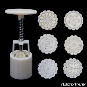Yaonow 6 Rose Flower Stamps Moon Cake Mold Mid-Autumn Festival Mooncake Mold Hand Pressure Mould DIY Cake Decoration Tool Mould Round Mooncake Mold Tool 50g DIY - B07GL1YD94